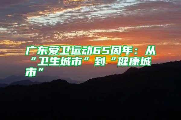 廣東愛衛運動65周年:從“衛生城市”到“健康城市”