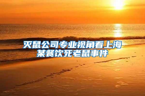 滅鼠公司專業視角看上海某餐飲死老鼠事件